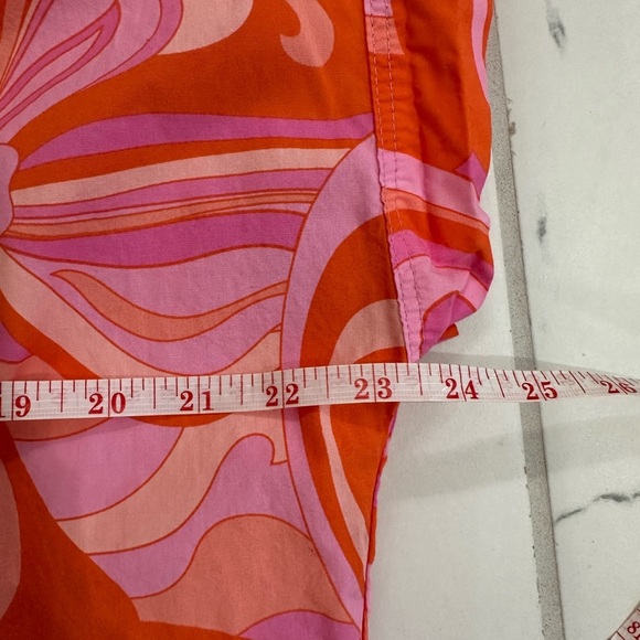 Karlie Women’s 70's Floral Button Cap Sleeve Blouse Large Pink Purple Orange - Picture 5 of 8